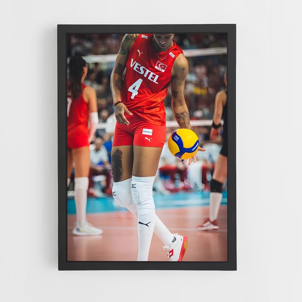 Poster Volley en Rouge et Blanc – affiche Volleyball (vue 2)